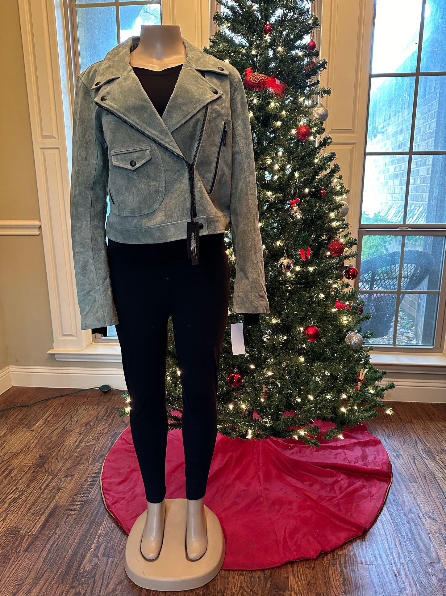 Sage Suede Moto Leather Jacket | Sage Suede Moto Jacket