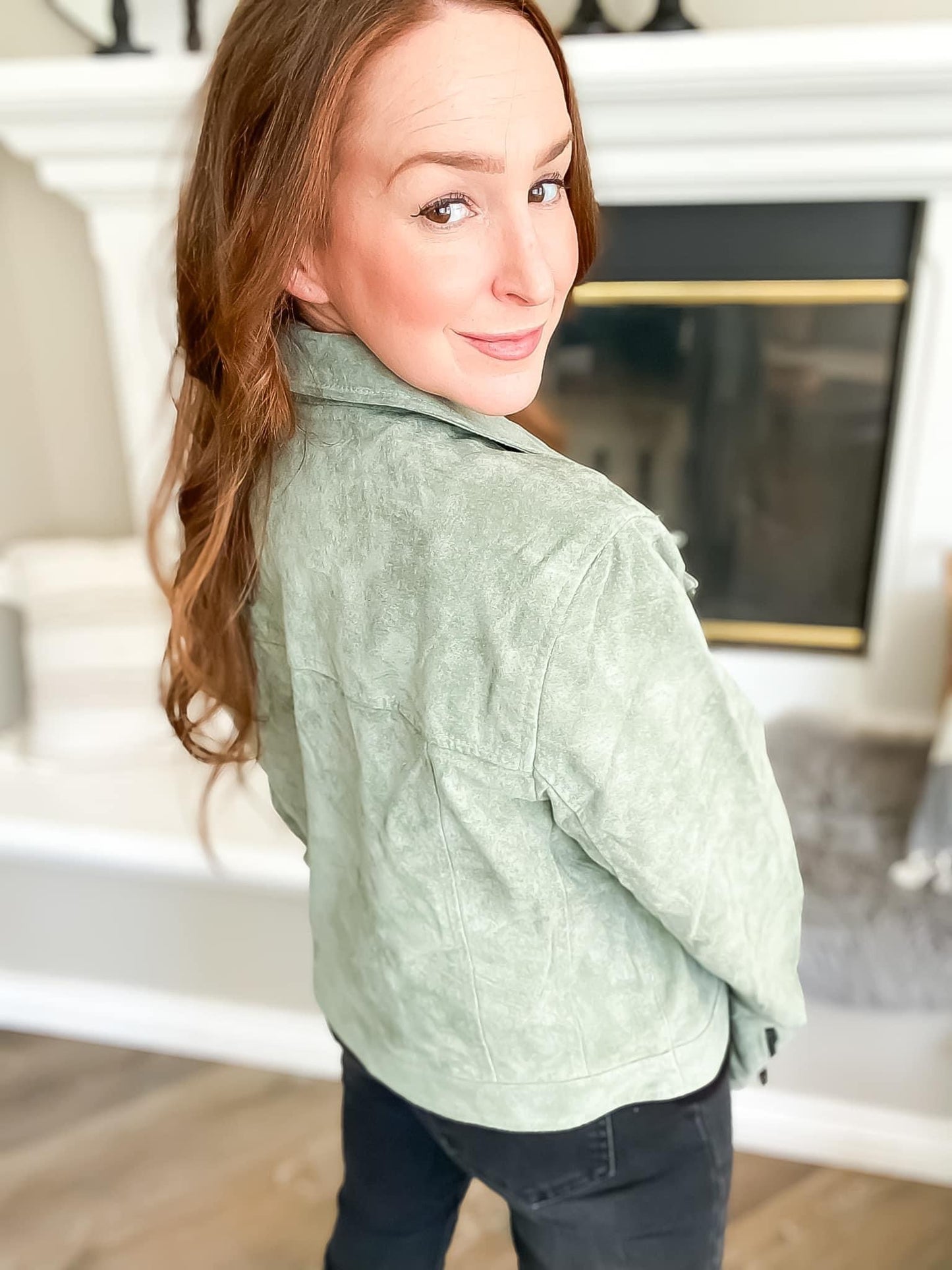 Sage Suede Moto Leather Jacket | Sage Suede Moto Jacket