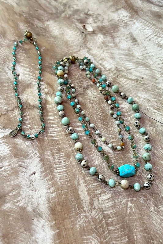 Serena Layered Necklace Set | Four Layer Beaded Magnetic Necklace Set