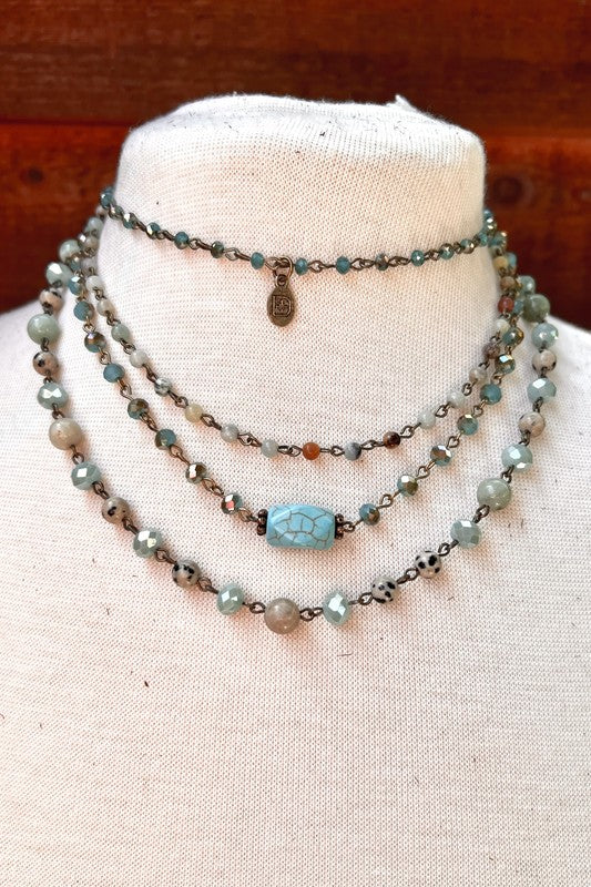 Serena Layered Necklace Set | Four Layer Beaded Magnetic Necklace Set