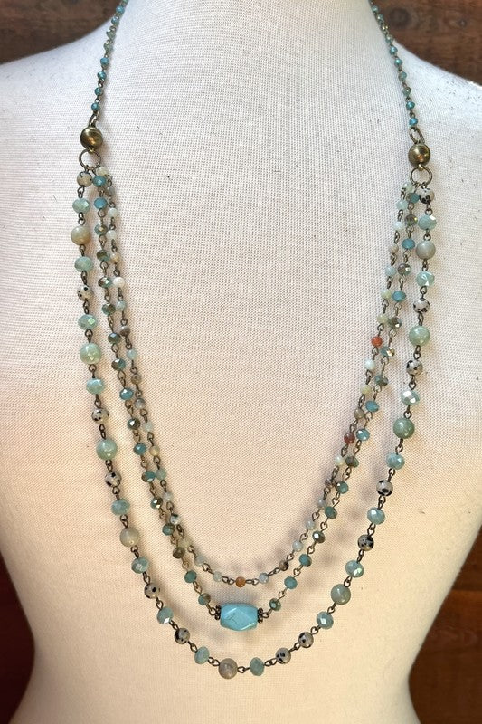 Serena Layered Necklace Set | Four Layer Beaded Magnetic Necklace Set