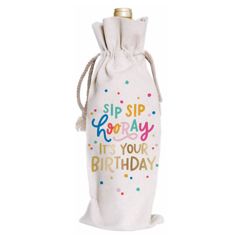 Sip Sip Hooray Wine Bottle Bag | Birthday Wine Bottle Bag