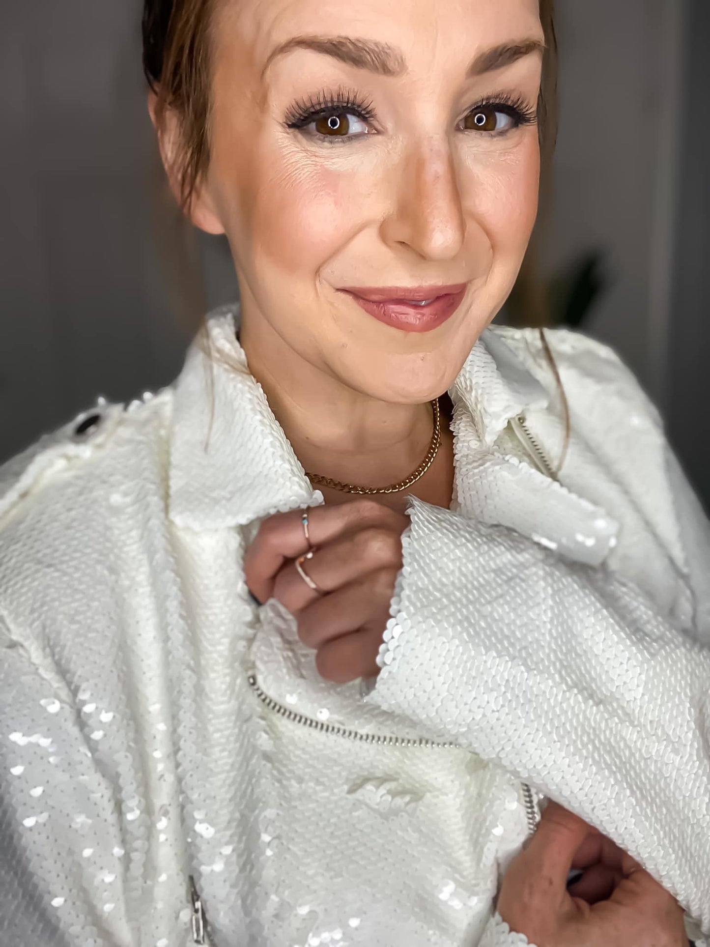 Style Update Sequin Moto Jacket | White Sequin Lined Moto Jacket