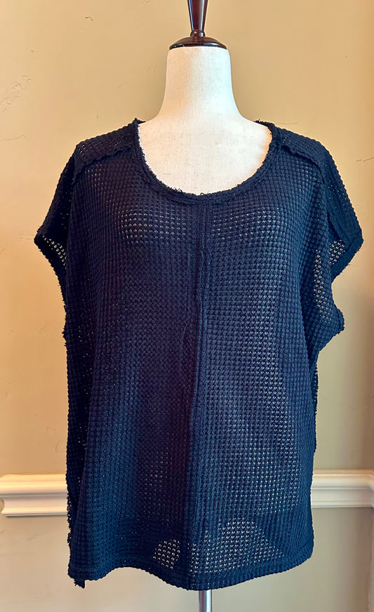 Time For Everything Plus Top | UMGEE PLUS Open Knit Black Top