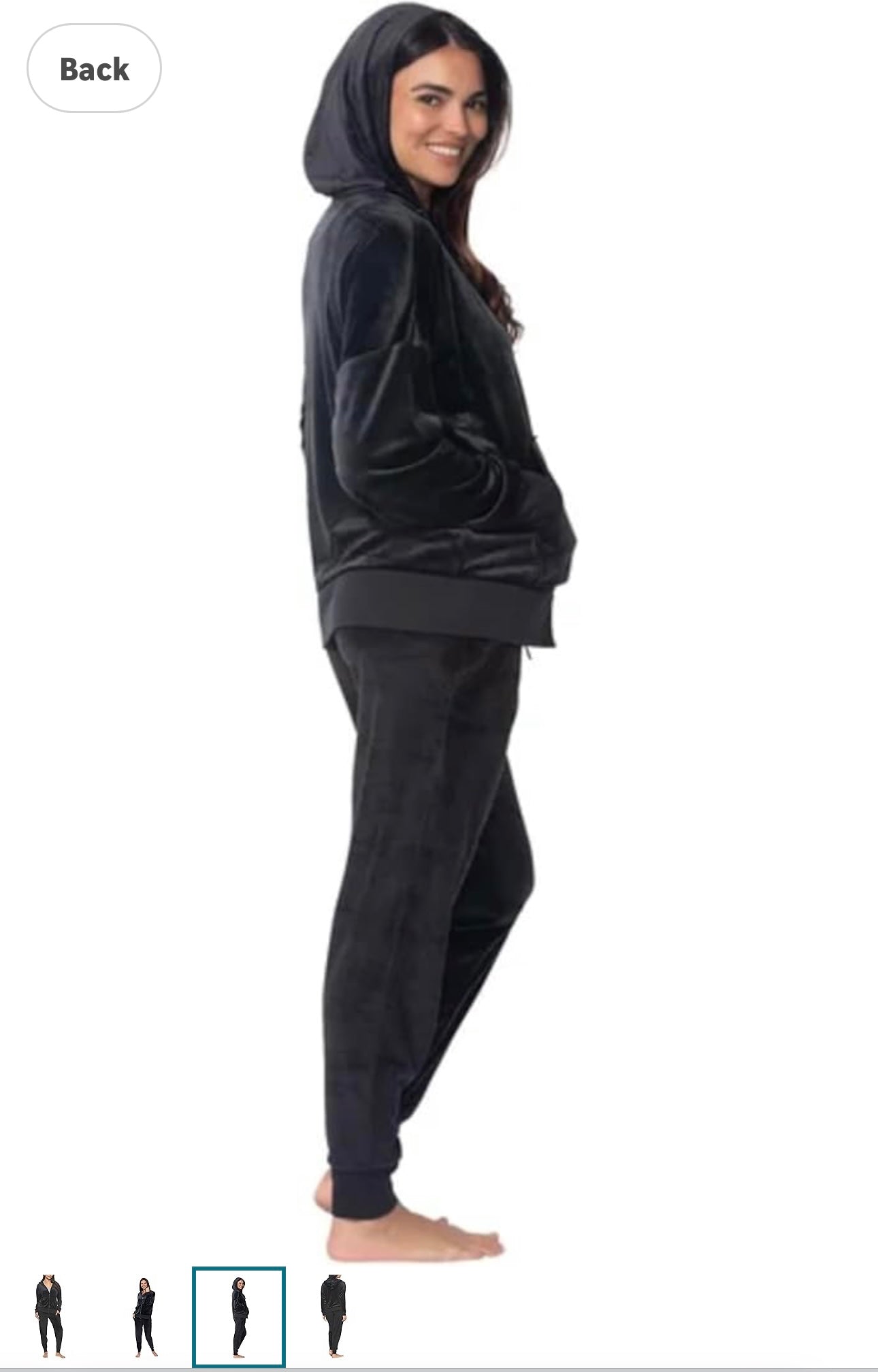 Velour Black Jogger Set | Black Velour Hoodie Jogger Set