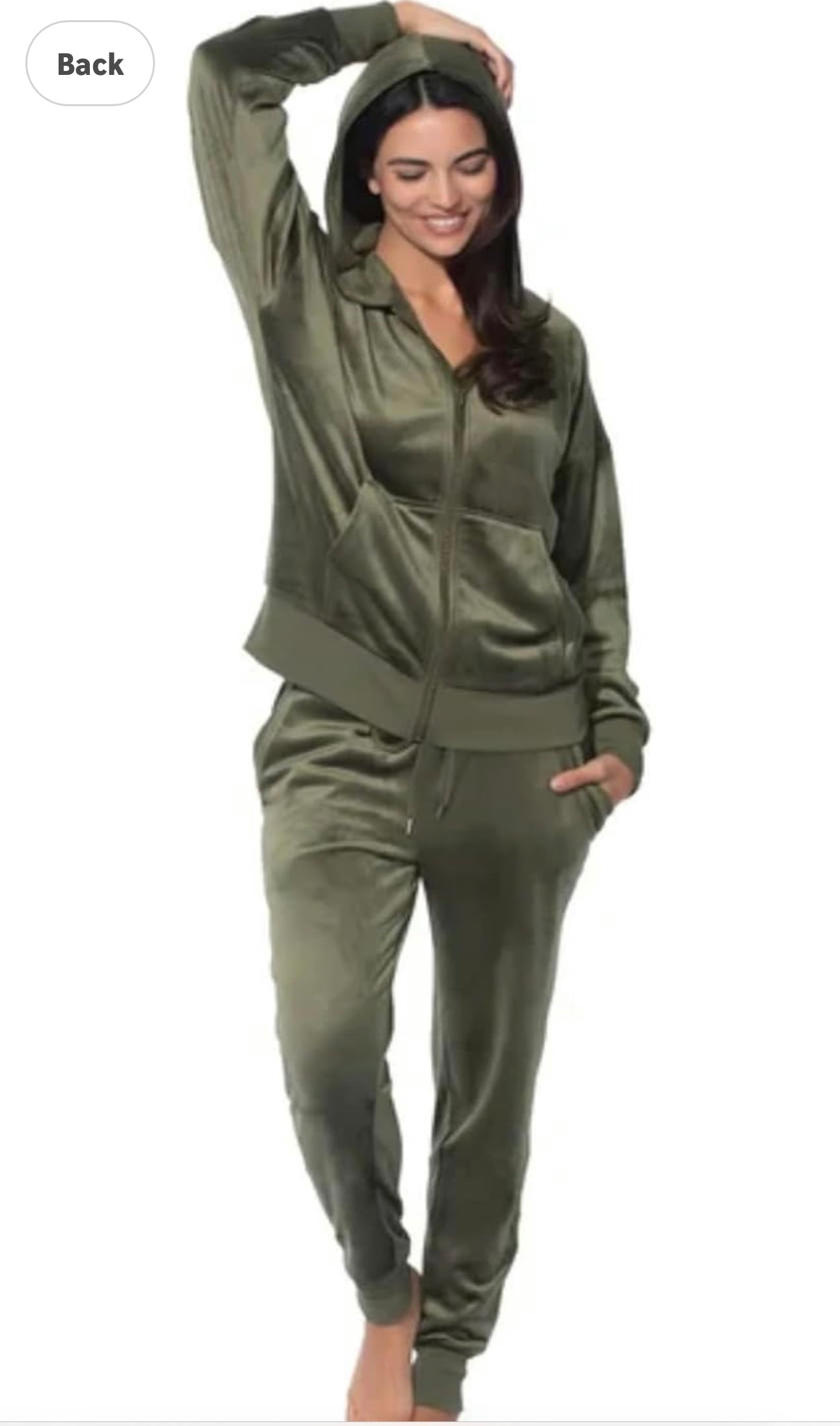 Velour Olive Jogger Set | Olive Velour Hoodie Jogger Set