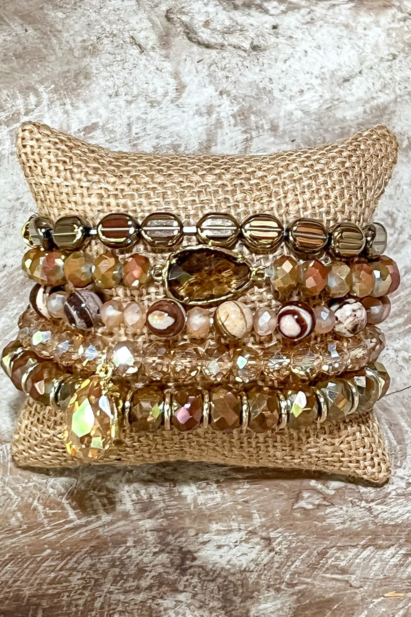 Willow Beaded Bracelet Set | Five Beaded Stretch Bracelet Set