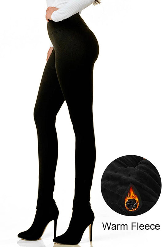 Winter Warm Fleece Lined Leggings | Black High Waisted Fleece Legging Pants