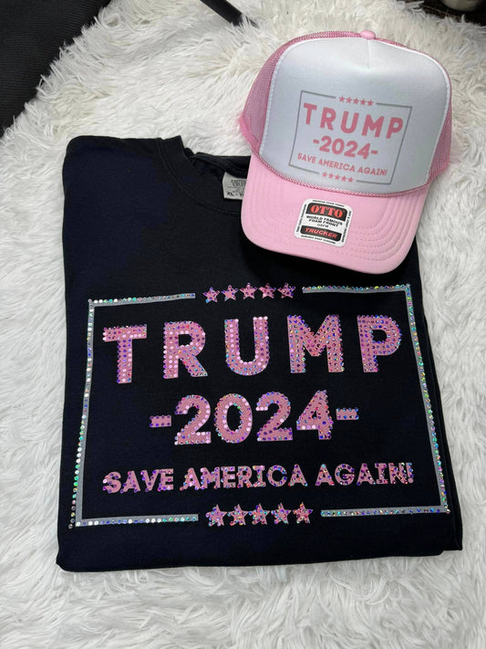 Trump Sparkle Tee - 2024 Save America Again Tee