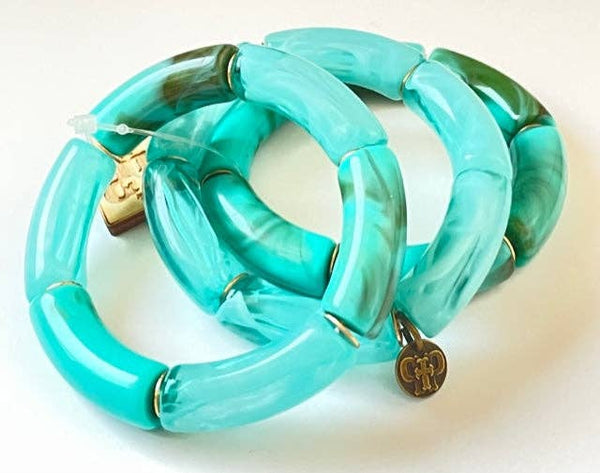 Turquoise Bamboo Tube Stretch Bracelets