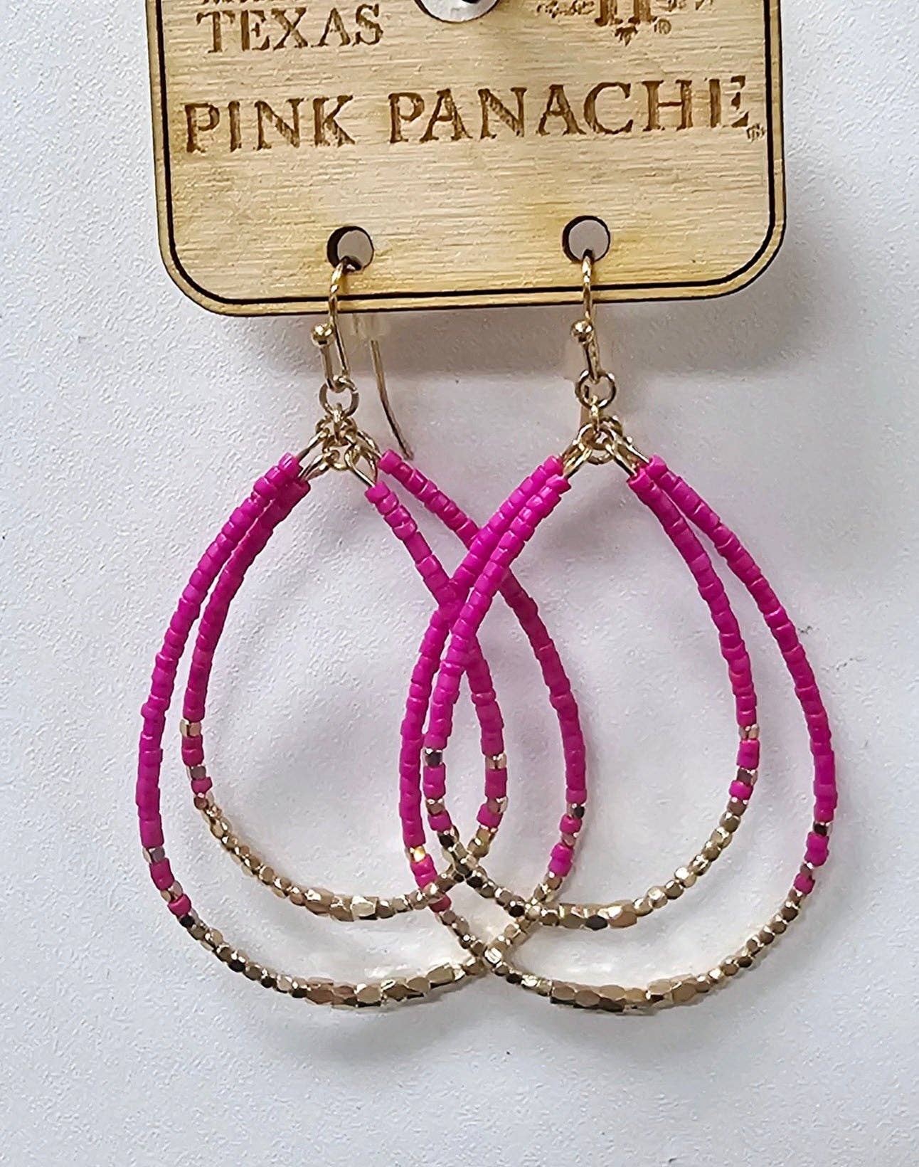 Fuchsia Beaded Teardrop Earrings