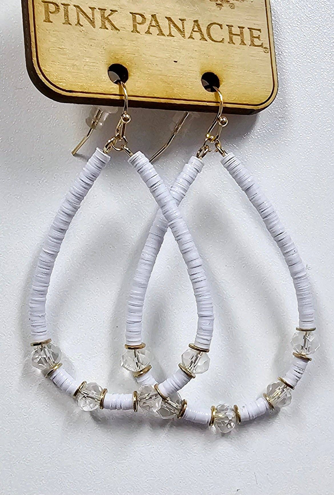 White Beaded Teardrop Earrings