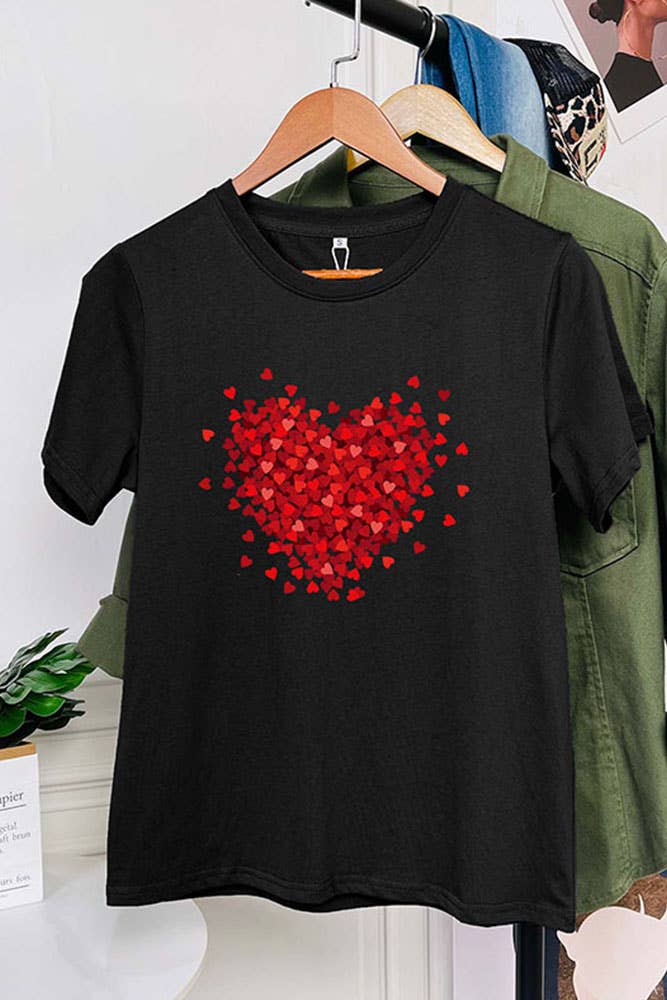 3D Heart Graphic Tee | Black Valentines Day 3D Heart Graphic Tee