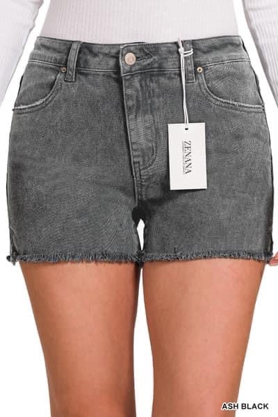 Mineral Wash Black Shorts