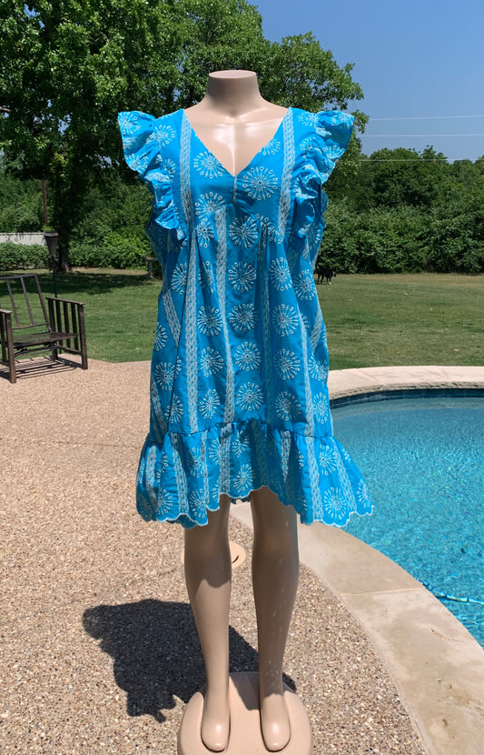 Turquoise Bliss Eyelet Plus Dress