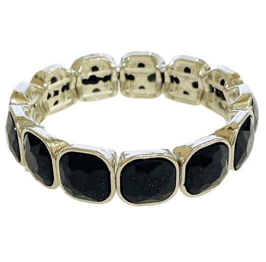 Silver/Black Stretch Bracelet