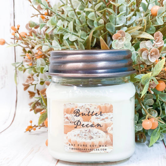 BUTTER PECAN | 8oz Mason Jar | FALL |100% Pure Soy Candle