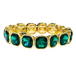 Emerald Rhinestone Curvy Stretch Bracelet