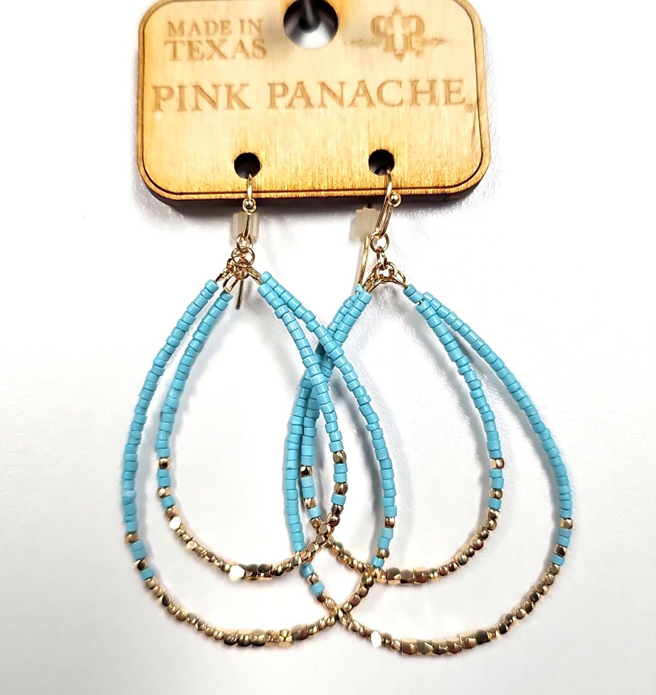 Turquoise Beaded Teardrop Earrings