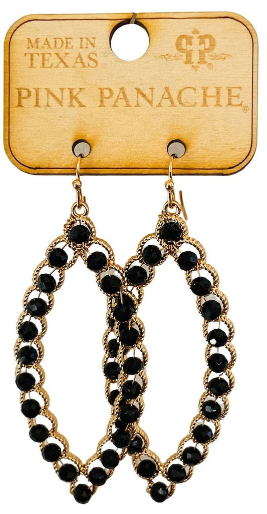 Black Bead Diamond Shape Earrings