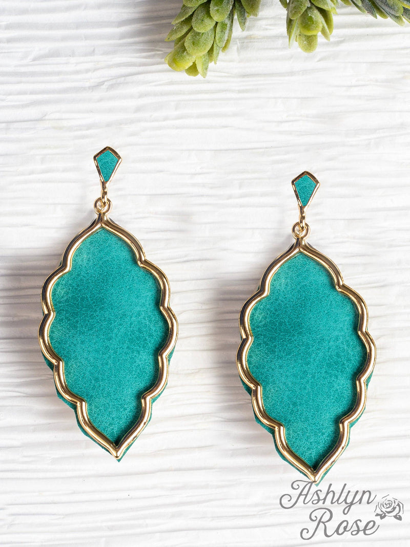 Turquoise Drop Earrings with Gold Casing