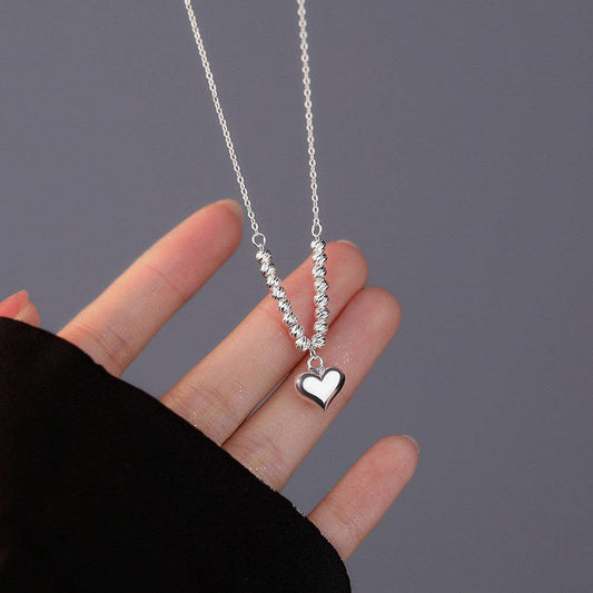 Beaded Heart Charm Pendant Necklace | 925 Sterling Silver Heart Necklace
