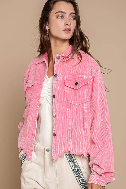 Believe in Love Plus Size Jacket | Plus Size Pink Corduroy Jacket