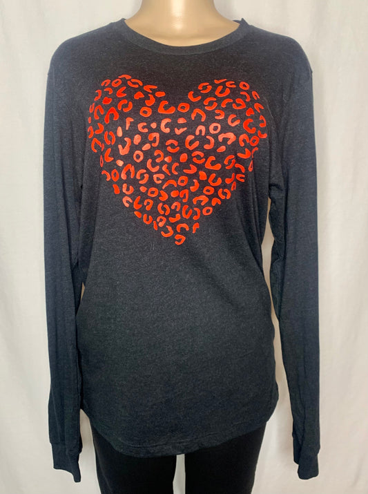 Wild Hearts Leopard Tee | Black Leopard Heart Valentines Tee
