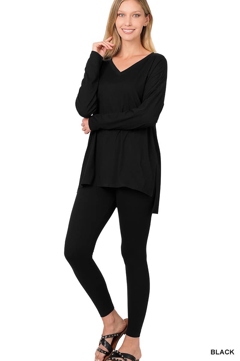 Brushed Microfiber Loungewear Set | Zenana Microfiber Loungewear Set Black