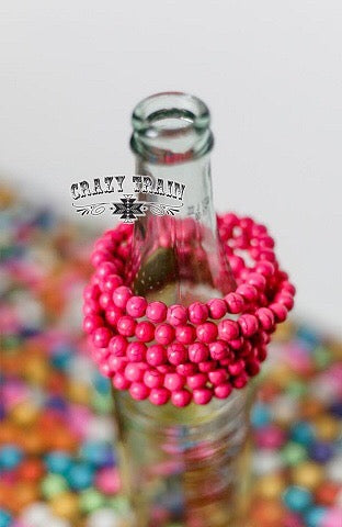 Bubble Yum Beaded Stretch Bracelet | Crazy Train Hot Pink Beaded Bracelet