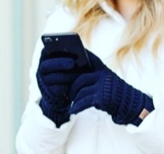 Cable Knit CC Gloves | Black Smart Tip CC Gloves