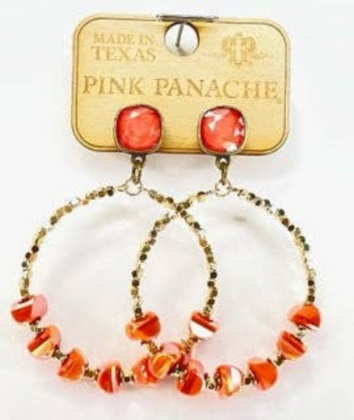 Candy Coral Gold Bead Hoop Earrings | Pink Panache Coral Hoop Earrings