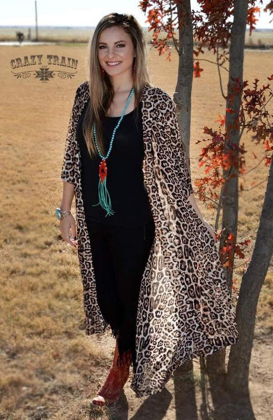 Crazy Train Sheer Leopard Duster, "Dixie" Leopard Duster, Boutique