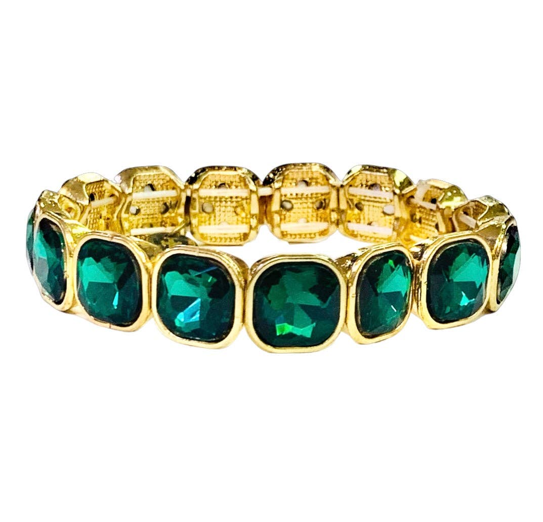 Emerald Green Rhinestone Stretch Bracelet | Pink Panache Stretch Bracelet