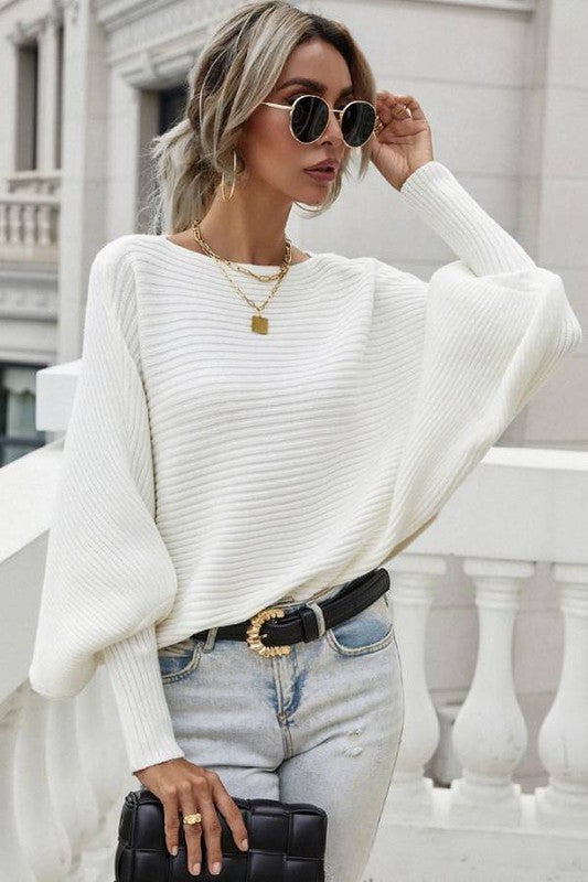 Fall For Me Sweater | White Soft Long Sleeve Ribbed Sweater