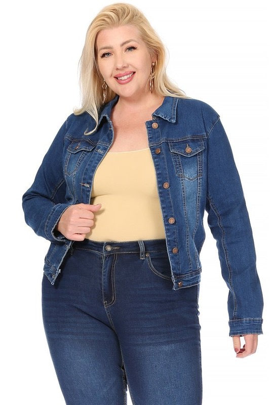 Falling In Love Denim Plus Size Jacket | Plus Size Denim Jacket No Distressing