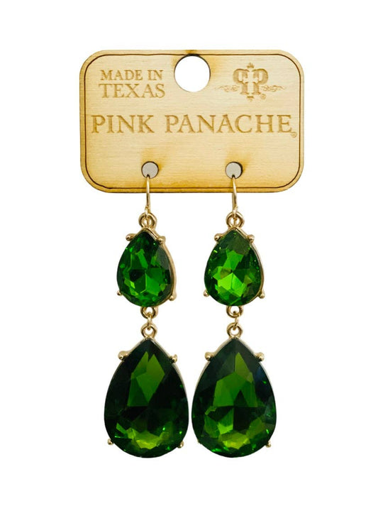 Green Double Teardrop Earrings | Pink Panache Green Teardrop Earrings