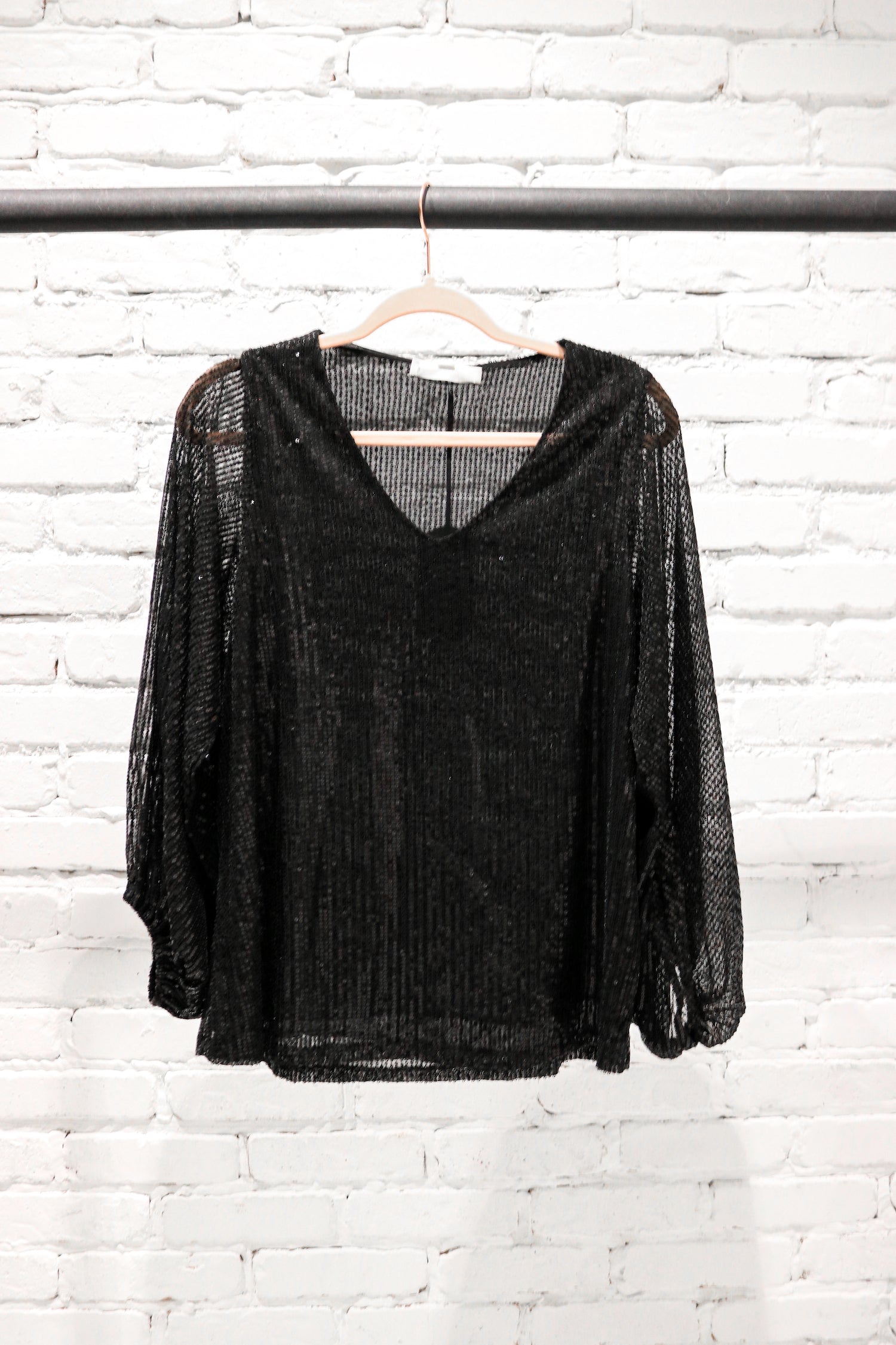 Here for the Party Sequined Top | Black Sequined Scoop Neck Top