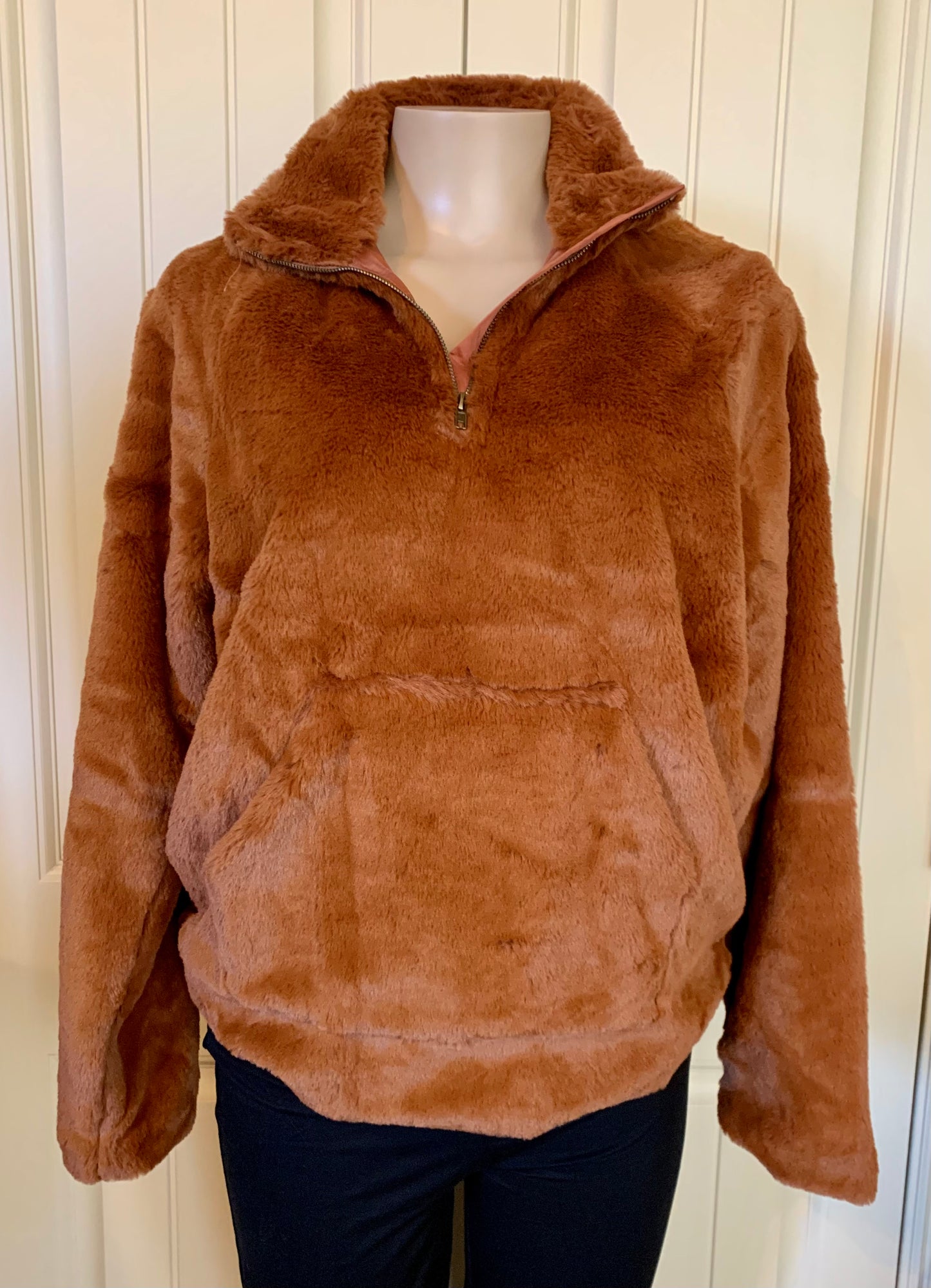 Hold On To Me Jacket | Soft Pullover Chestnut Furry Jacket
