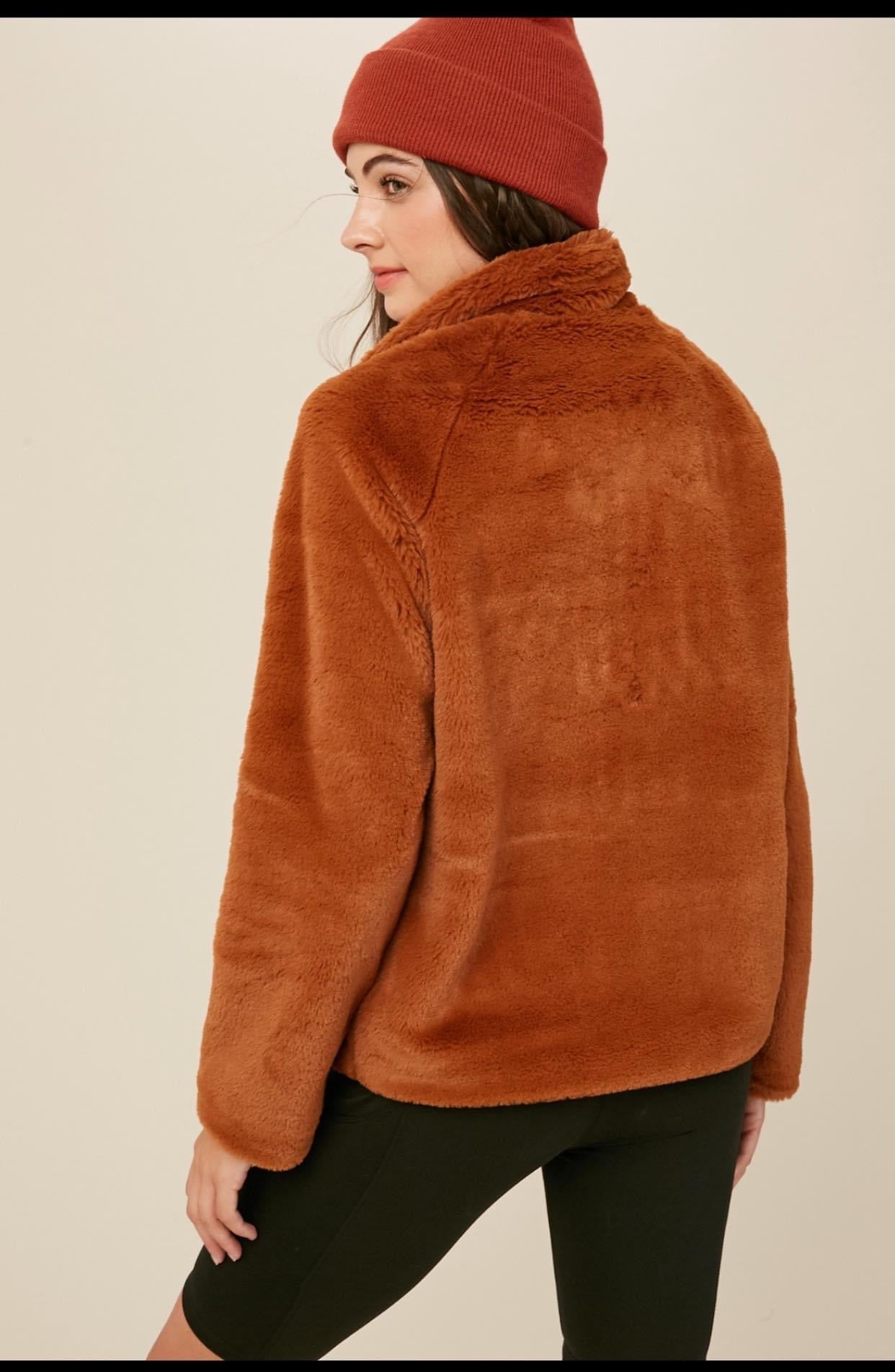 Hold On To Me Jacket | Soft Pullover Chestnut Furry Jacket