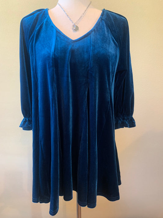 Just One Look Velvet Top | Teal Velvet V Neck Top
