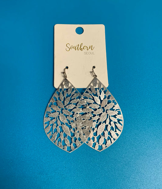 Laser Cut Silver Earrings | Southern Seoul Laser Cut Silver Dangle Earrings