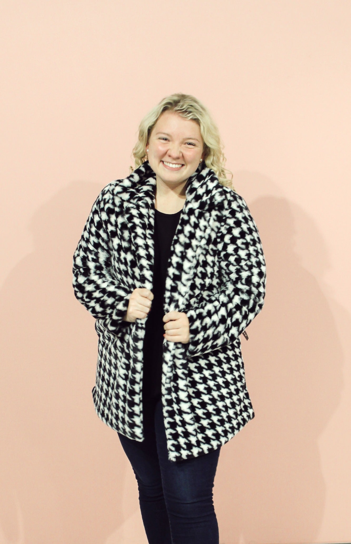 Listen to Your Heart Coat | Soft Plush Houndstooth Jacket