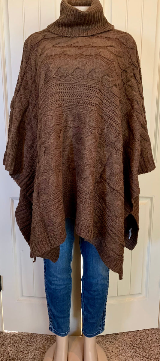 Mocha Latte Poncho | Luxe Cowl Neck Poncho Sweater