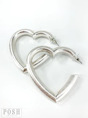 Open Tube Heart Earrings (Silver)