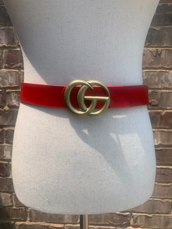Faux Leather Red Belt