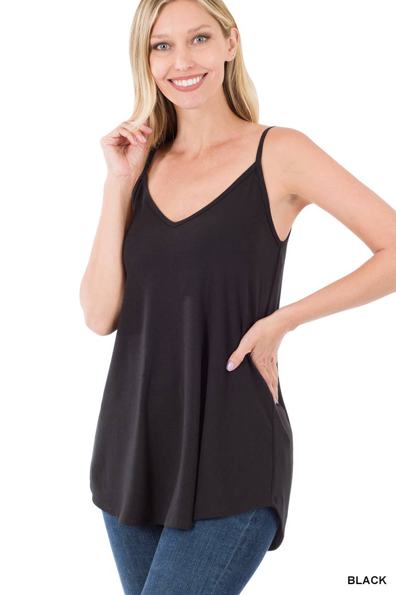 Reversible Spaghetti Strap Black Tank Top | Reversible Black Tank Top