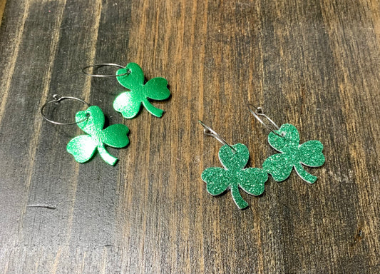 Shamrock Earrings | Green Sparkle Shamrock Earrings