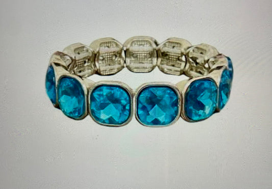 Turquoise Silver Stretch Bracelet | Pink Panache Turquoise Stretch Bracelet