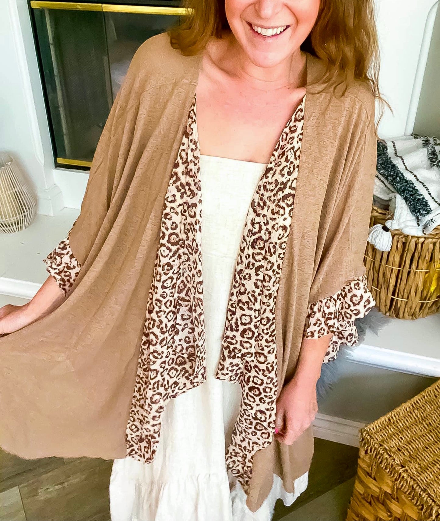 Wild & Free Plus Kimono | Animal Print Taupe Kimono